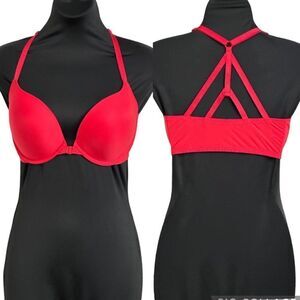 Victoria’s Secret Racerback Push-up Bra in Size 34DD in Red Color